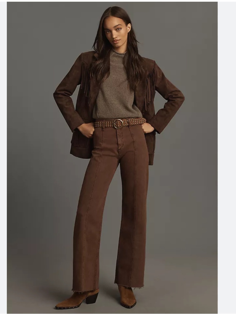 pistola Brown High-Rise Wide-Leg Jeans